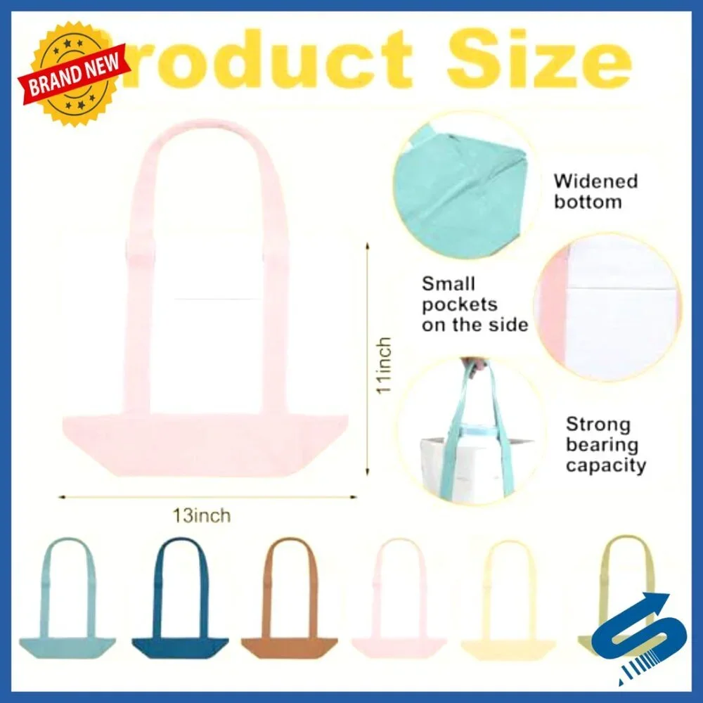Mini Canvas Tote Bag Heavy Duty Reusable Blank DIY Shopping Tote Classic